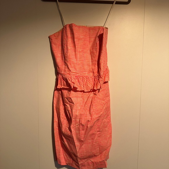Lilly Pulitzer Strapless Gingham Dress - Coral - Picture 1 of 6